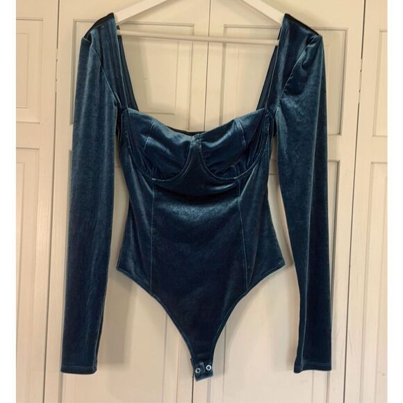 Bar 111 blue corset velvet bodysuit size M - Picture 3 of 9